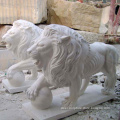 Carved life size animal sculpture marble walking wounded lion statues